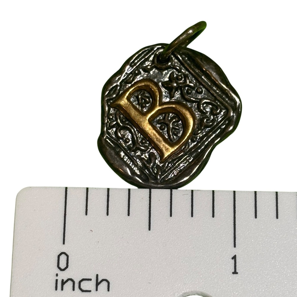 Waxing Poetic Initial B Charm Pendant Sterling Silver Brass Wax Seal Monogram